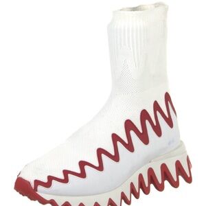 Christian Louboutin White and Red High-Top Sneakers